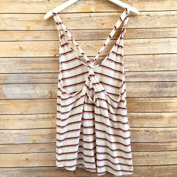 We The Free Tank Women’s Size Large Lost At Sea Stripe Twist Back Cotton - Picture 3 of 7
